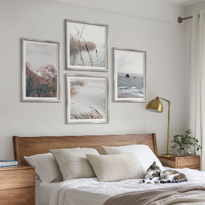 Set tablouri gata de agățat Valuri abstracte gri pastel