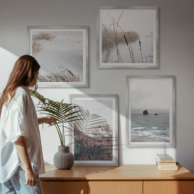 Set tablouri gata de agățat Valuri abstracte gri pastel