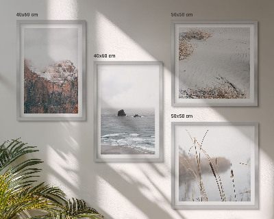 Set tablouri gata de agățat Valuri abstracte gri pastel