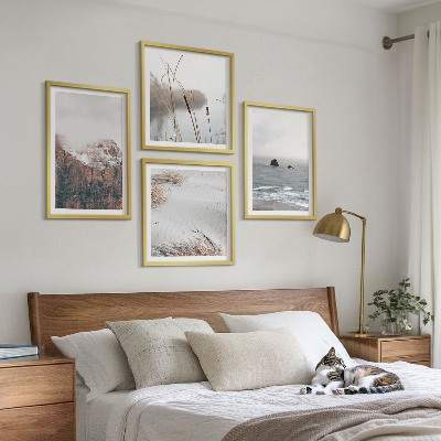 Set tablouri gata de agățat Valuri abstracte gri pastel
