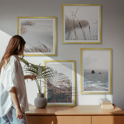 Set tablouri gata de agățat Valuri abstracte gri pastel