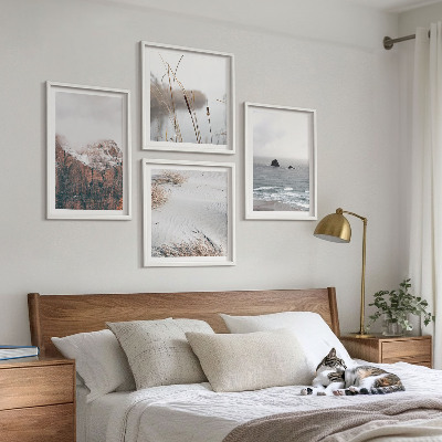 Set tablouri gata de agățat Valuri abstracte gri pastel