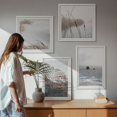 Set tablouri gata de agățat Valuri abstracte gri pastel