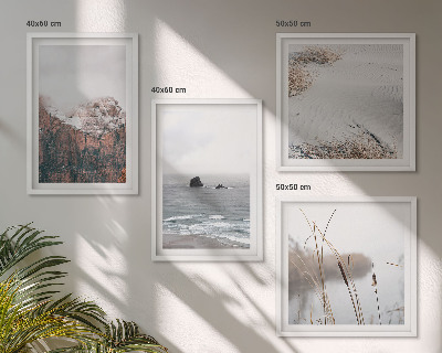 Set tablouri gata de agățat Valuri abstracte gri pastel