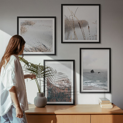 Set tablouri gata de agățat Valuri abstracte gri pastel