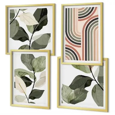 Set de tablouri decorative cu motive vegetale geometrice gata de agățat