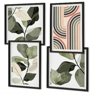 Set de tablouri decorative cu motive vegetale geometrice gata de agățat