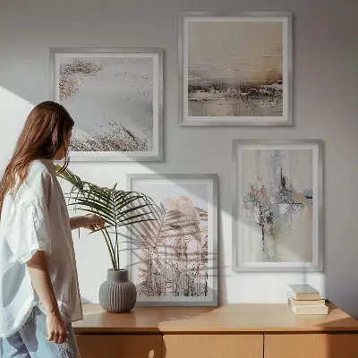 Set de tablouri gata de agățat cu modele abstracte de vegetație