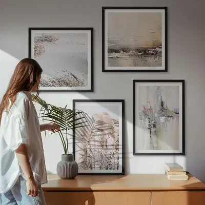Set de tablouri gata de agățat cu modele abstracte de vegetație
