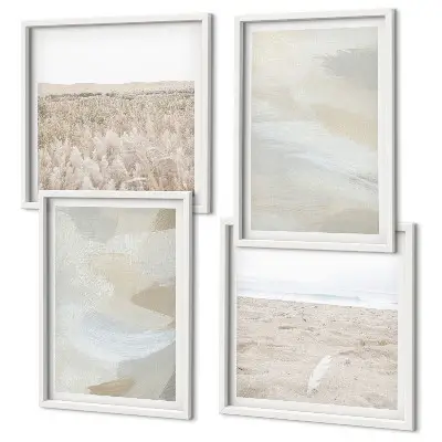 Set de tablouri decorative gata de agățat cu fundal abstract și linii delicate