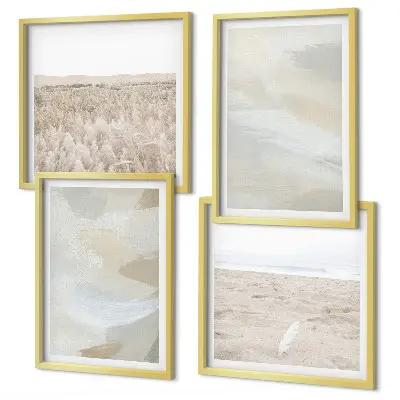 Set de tablouri decorative gata de agățat cu fundal abstract și linii delicate
