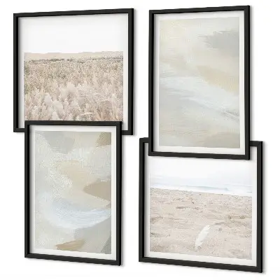 Set de tablouri decorative gata de agățat cu fundal abstract și linii delicate
