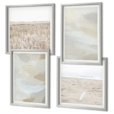 Set de tablouri decorative gata de agățat cu fundal abstract și linii delicate