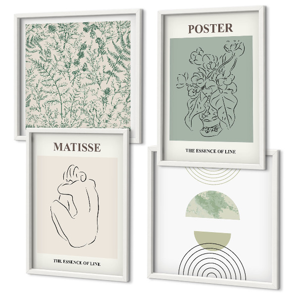 Compoziție de tablouri pentru perete Linii, modele vegetale, minimalism