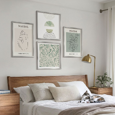 Compoziție de tablouri pentru perete Linii, modele vegetale, minimalism