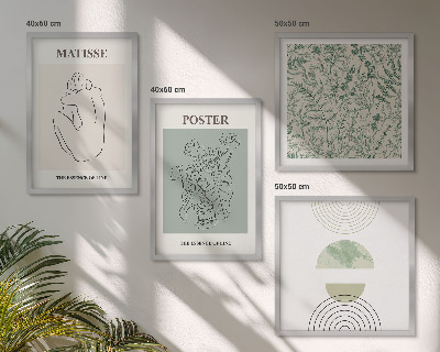 Compoziție de tablouri pentru perete Linii, modele vegetale, minimalism