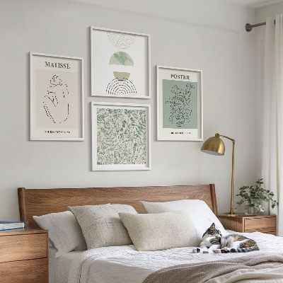 Compoziție de tablouri pentru perete Linii, modele vegetale, minimalism