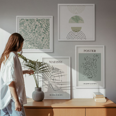 Compoziție de tablouri pentru perete Linii, modele vegetale, minimalism