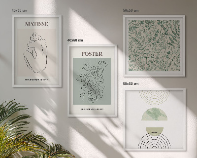 Compoziție de tablouri pentru perete Linii, modele vegetale, minimalism