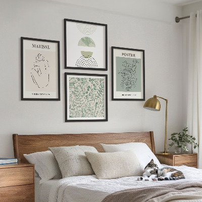 Compoziție de tablouri pentru perete Linii, modele vegetale, minimalism