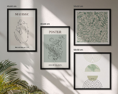 Compoziție de tablouri pentru perete Linii, modele vegetale, minimalism