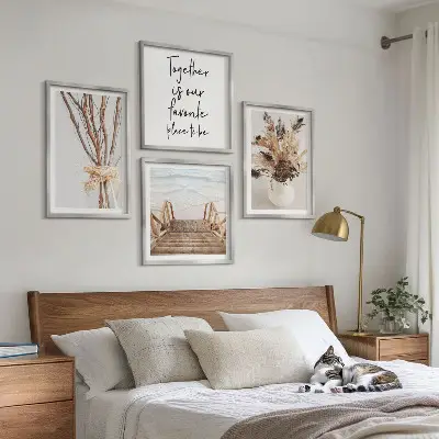 Set de tablouri gata de agățat cu model minimalist de flori și ramuri inspirat din natură