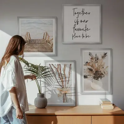 Set de tablouri gata de agățat cu model minimalist de flori și ramuri inspirat din natură