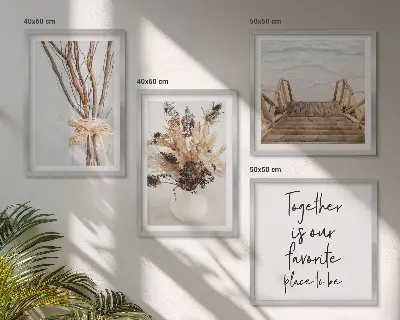 Set de tablouri gata de agățat cu model minimalist de flori și ramuri inspirat din natură