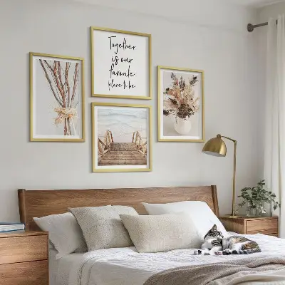 Set de tablouri gata de agățat cu model minimalist de flori și ramuri inspirat din natură