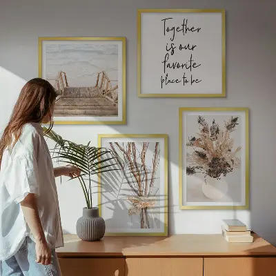 Set de tablouri gata de agățat cu model minimalist de flori și ramuri inspirat din natură