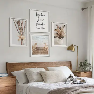 Set de tablouri gata de agățat cu model minimalist de flori și ramuri inspirat din natură