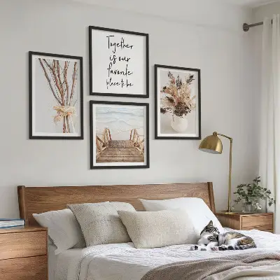 Set de tablouri gata de agățat cu model minimalist de flori și ramuri inspirat din natură
