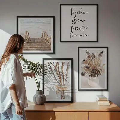 Set de tablouri gata de agățat cu model minimalist de flori și ramuri inspirat din natură