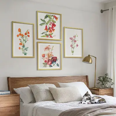 Pictură cu flori în stil retro set de tablouri gata de agățat