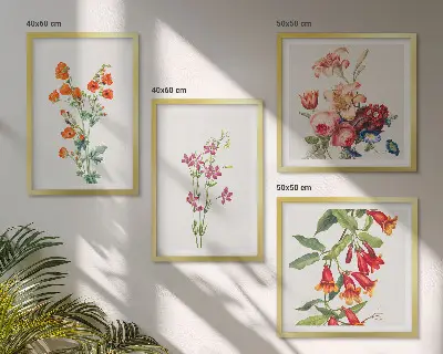 Pictură cu flori în stil retro set de tablouri gata de agățat