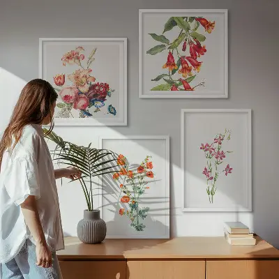 Pictură cu flori în stil retro set de tablouri gata de agățat