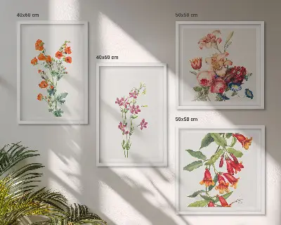 Pictură cu flori în stil retro set de tablouri gata de agățat