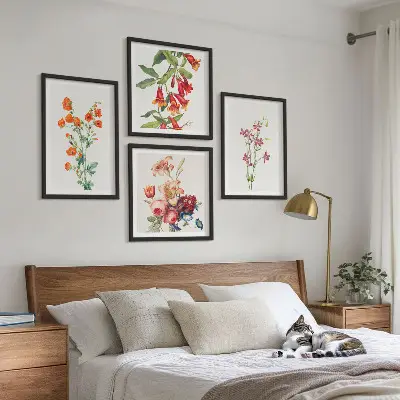 Pictură cu flori în stil retro set de tablouri gata de agățat