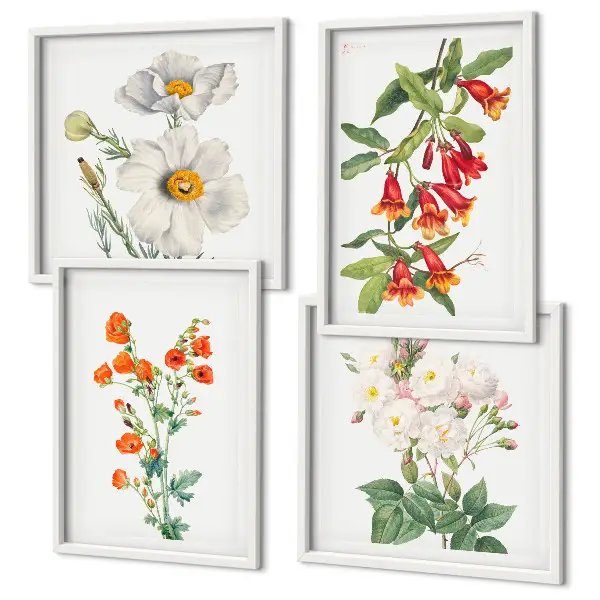Compoziție de tablouri pentru perete cu pictură florală retro