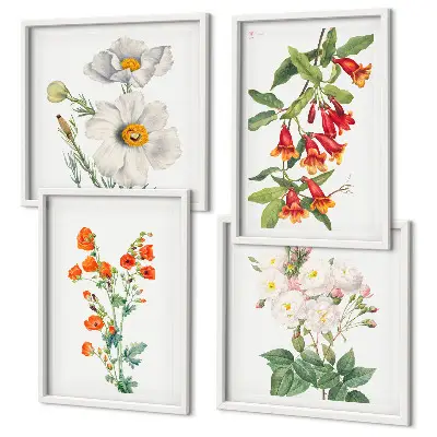 Compoziție de tablouri pentru perete cu pictură florală retro