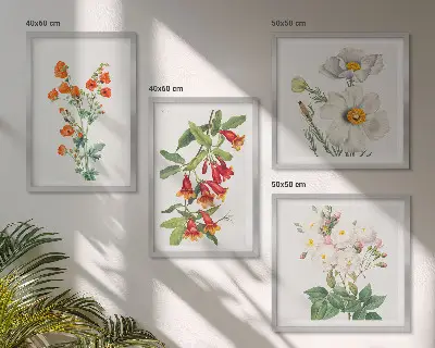 Compoziție de tablouri pentru perete cu pictură florală retro