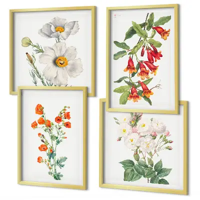 Compoziție de tablouri pentru perete cu pictură florală retro