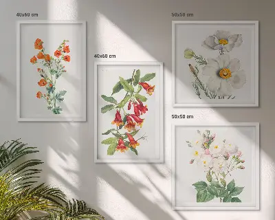 Compoziție de tablouri pentru perete cu pictură florală retro