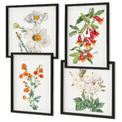 Compoziție de tablouri pentru perete cu pictură florală retro
