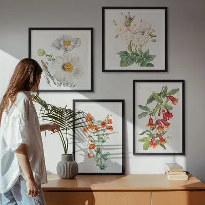 Compoziție de tablouri pentru perete cu pictură florală retro