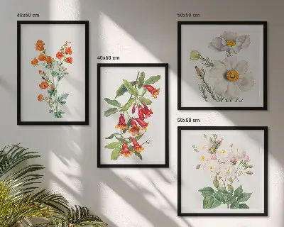 Compoziție de tablouri pentru perete cu pictură florală retro