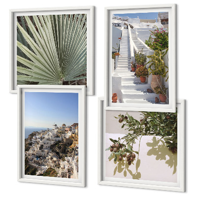 Set tablouri gata de agățat Scări albe, vedere la Santorini