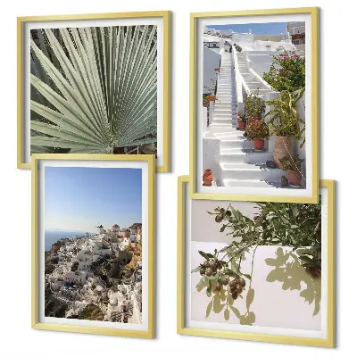 Set de tablouri gata de agățat cu vedere la scările albe din Santorini