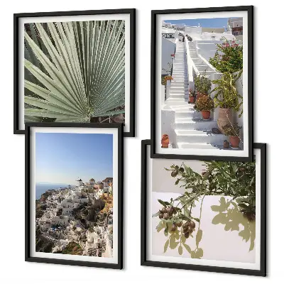 Set de tablouri gata de agățat cu vedere la scările albe din Santorini