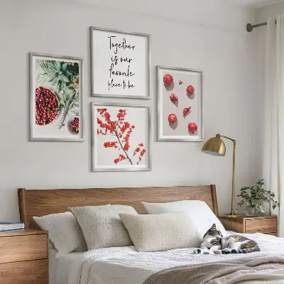 Compoziție de tablouri pentru perete fructe roșii în stil minimalist